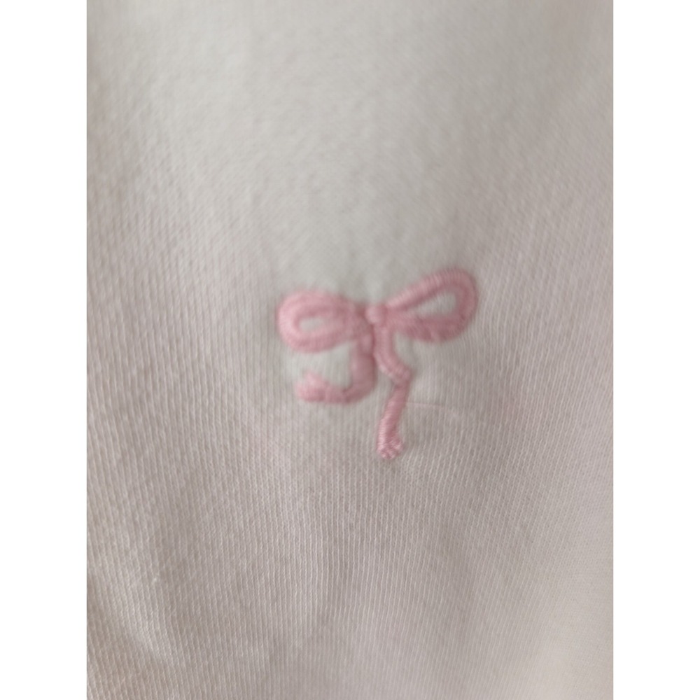 Reflex Women's S White Fleece Pullover Crewneck Sweatshirt Pink Bow Embroidered - Picture 4 of 7